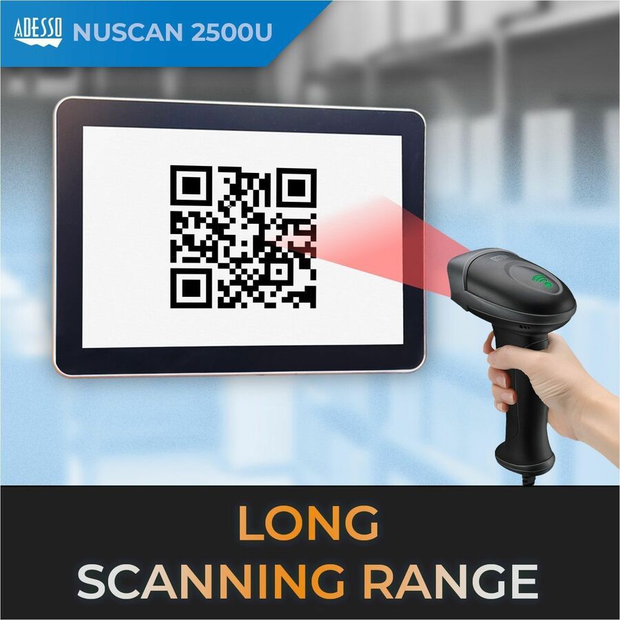 Adesso NuScan 2500TU Spill Resistant Antimicrobial 2D Barcode Scanner — NUSCAN2500TU