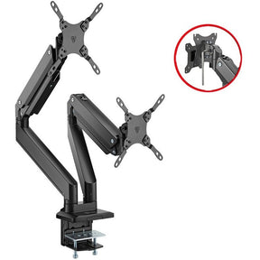 SIIG Dual Monitor Heavy-Duty Premium Aluminum Gas Spring Desk Mount - up to 43" — CE-MT3011-S1