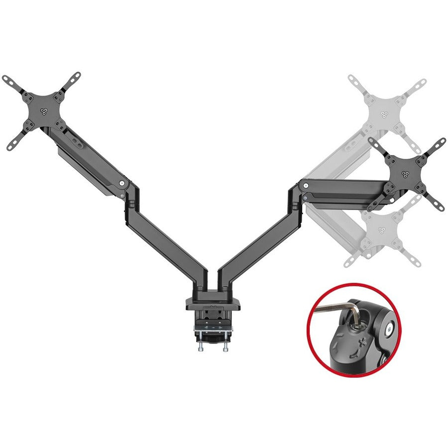 SIIG Dual Monitor Heavy-Duty Premium Aluminum Gas Spring Desk Mount - up to 43" — CE-MT3011-S1