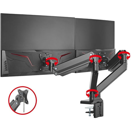 SIIG Dual Monitor Heavy-Duty Premium Aluminum Gas Spring Desk Mount - up to 43" — CE-MT3011-S1