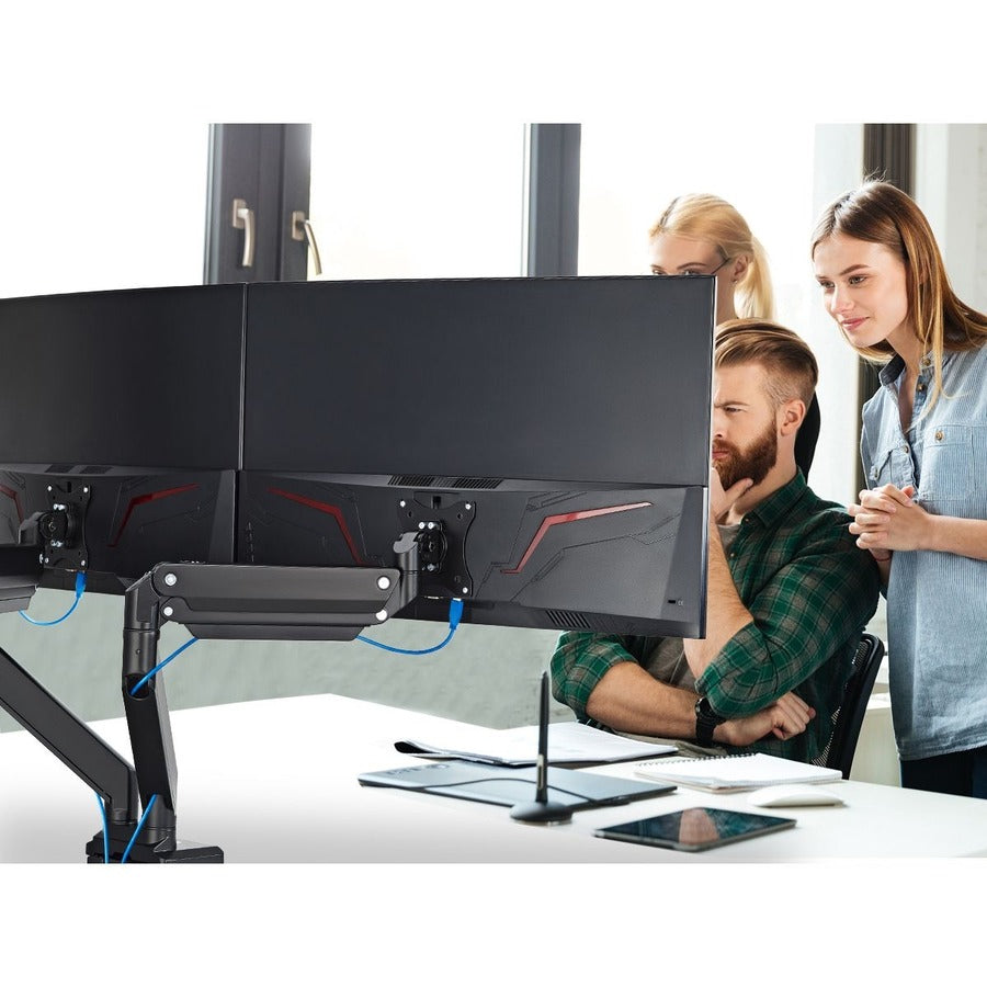 SIIG Dual Monitor Heavy-Duty Premium Aluminum Gas Spring Desk Mount - up to 43" — CE-MT3011-S1
