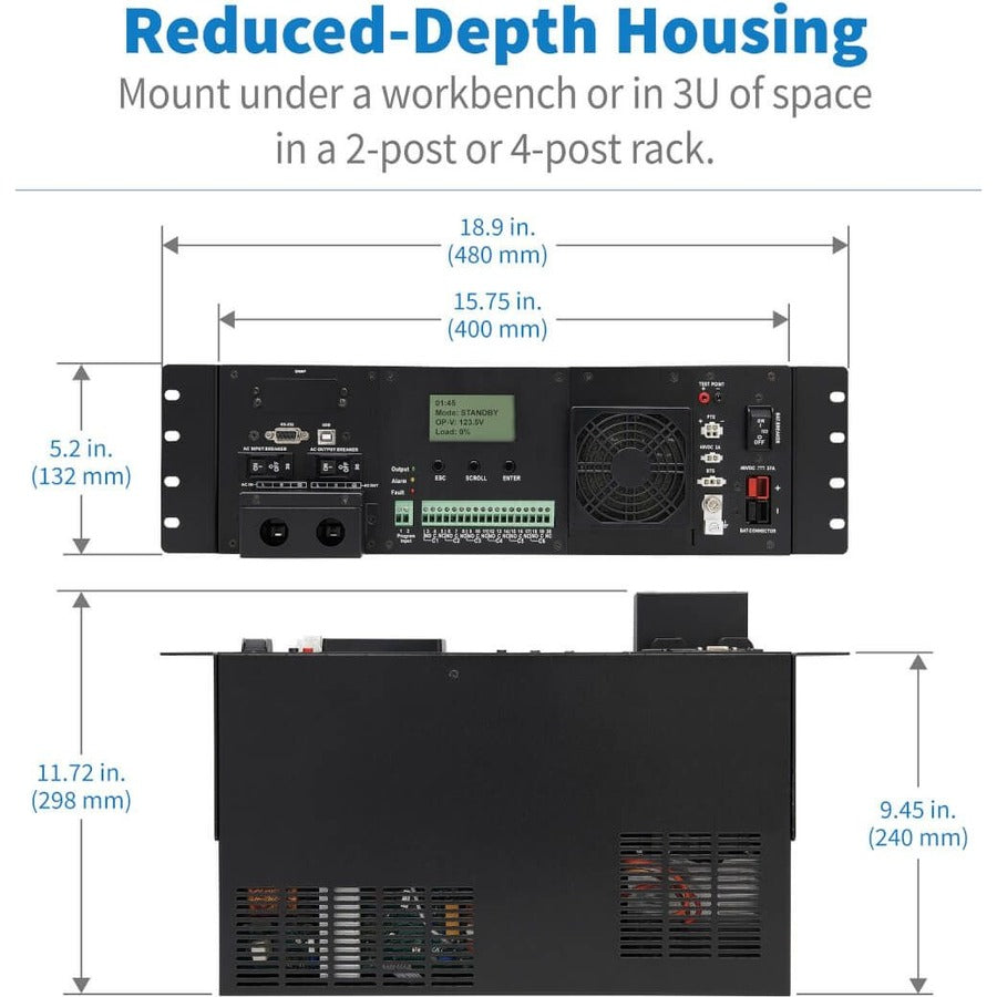 Eaton Tripp Lite Series 120VAC 48VDC 1500VA 1200W Extreme Temperature Network UPS for Industrial and Traffic Networks, 3U, Hardwire, TAA — SMART1548ET