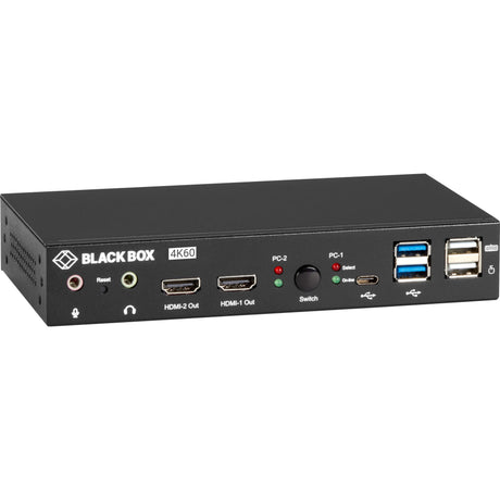 Black Box KVM Switch - UHD 4K, Dual-Monitor, HDMI/DisplayPort, USB 3.2 Gen 1, USB Type C, Audio, 2-Port — KVD200-2H