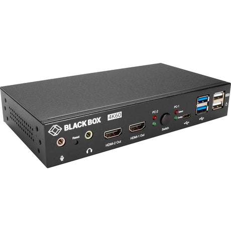 Black Box KVM Switch - UHD 4K, Dual-Monitor, HDMI/DisplayPort, USB 3.2 Gen 1, USB Type C, Audio, 2-Port — KVD200-2H