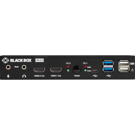Black Box KVM Switch - UHD 4K, Dual-Monitor, HDMI/DisplayPort, USB 3.2 Gen 1, USB Type C, Audio, 2-Port — KVD200-2H