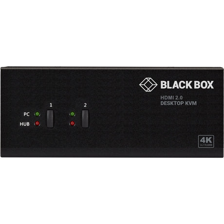Black Box KVM Switch - 2-Port, Dual-Monitor, HDMI 2.0, 4K 60Hz, USB 3.0 Hub, Audio — KV6222H