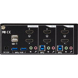 Black Box KVM Switch - 2-Port, Dual-Monitor, HDMI 2.0, 4K 60Hz, USB 3.0 Hub, Audio — KV6222H
