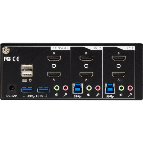 Black Box KVM Switch - 2-Port, Dual-Monitor, HDMI 2.0, 4K 60Hz, USB 3.0 Hub, Audio — KV6222H