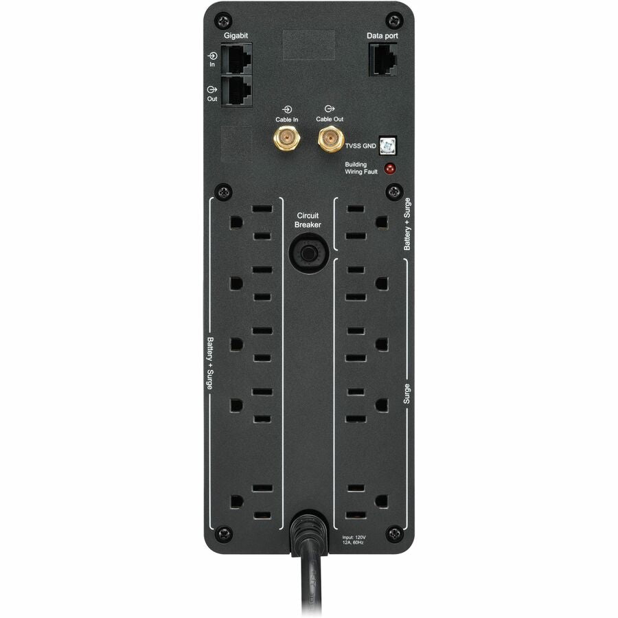 APC Back-UPS Pro, 1500VA/900W, Tower, 120V, 10x NEMA 5-15R outlets, AVR, USB Type A + C ports, LCD, User Replaceable Battery — BR1500MS2