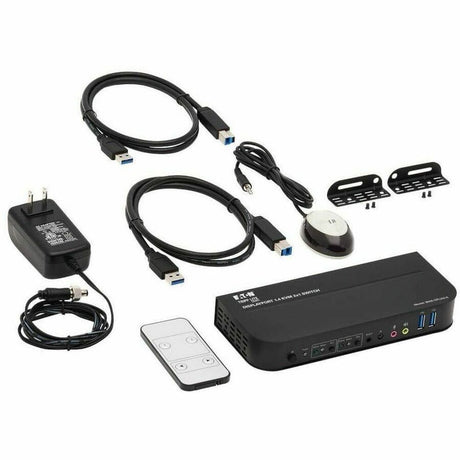 Eaton Tripp Lite Series 2-Port DisplayPort/USB KVM Switch - 4K 60 Hz, HDR, HDCP 2.2, IR, DP 1.4, USB Sharing, USB 3.0 Cables — B005-DPUA2-K