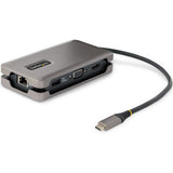 StarTech.com USB-C Multiport Adapter, HDMI/VGA, 4K 60Hz, 3-Port USB Hub, 100W PD Pass-Through, GbE, Mini Docking Station, 1ft/30cm Cable — DKT31CVHPD3