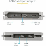 StarTech.com USB-C Multiport Adapter, HDMI/VGA, 4K 60Hz, 3-Port USB Hub, 100W PD Pass-Through, GbE, Mini Docking Station, 1ft/30cm Cable — DKT31CVHPD3