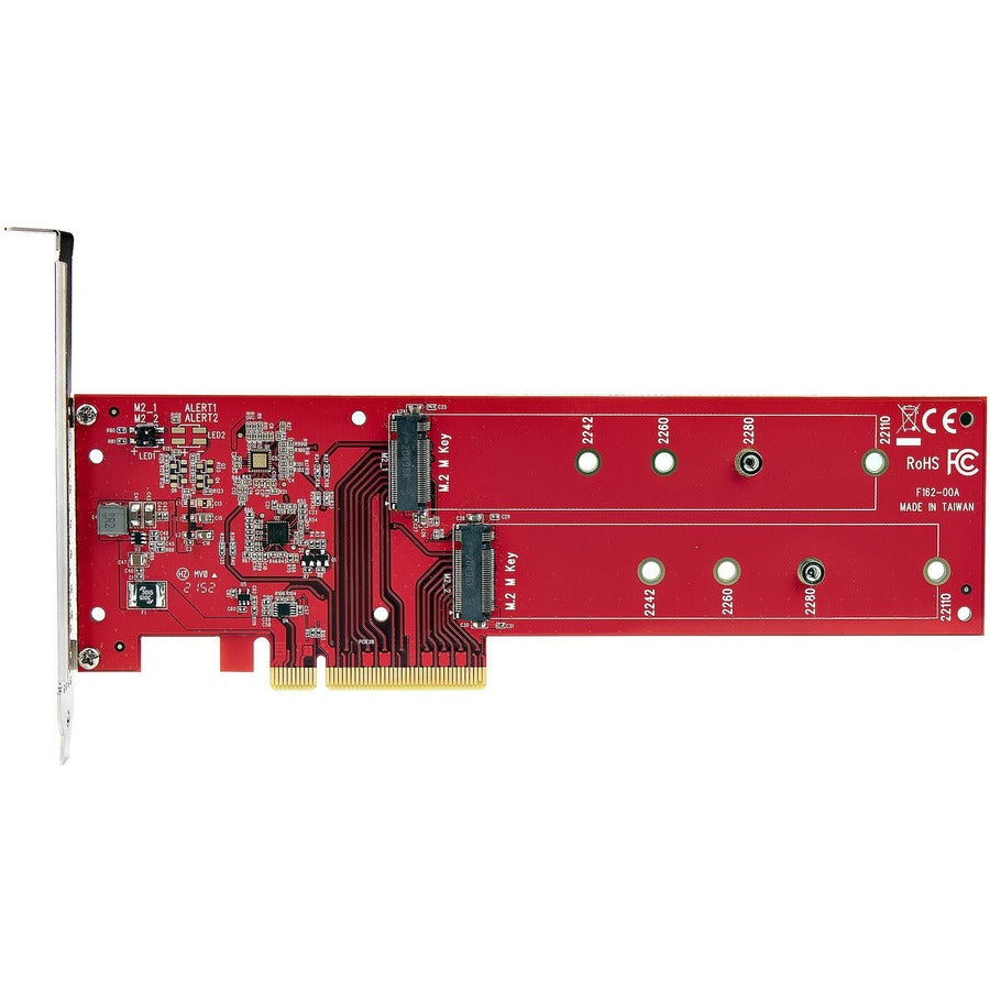 StarTech.com Dual M.2 PCIe SSD Adapter Card, x8 / x16 Dual NVMe or AHCI M.2 SSD to PCI Express 4.0, Up to 7.8GBps/Drive, For 2242/2260/2280/22110mm PCIe M-Key M2 SSDs, Bifurcation Required - PC/Linux Compatible — DUAL-M2-PCIE-CARD-B