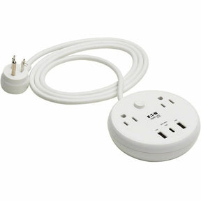 Eaton Tripp Lite Series Safe-IT 30W 2-Outlet Surge Protector - 5-15R Outlets, 3 USB Ports, 6 ft. (1.8 m) Cord, 300 Joules, Antimicrobial Protection, White — TLP26PD30WCAM