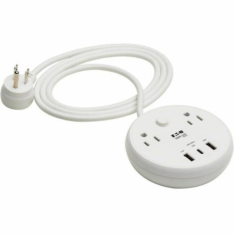 Eaton Tripp Lite Series Safe-IT 30W 2-Outlet Surge Protector - 5-15R Outlets, 3 USB Ports, 6 ft. (1.8 m) Cord, 300 Joules, Antimicrobial Protection, White — TLP26PD30WCAM