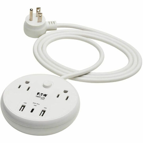 Eaton Tripp Lite Series Safe-IT 30W 2-Outlet Surge Protector - 5-15R Outlets, 3 USB Ports, 6 ft. (1.8 m) Cord, 300 Joules, Antimicrobial Protection, White — TLP26PD30WCAM