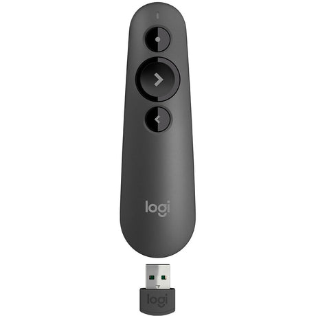Logitech R500s Laser Presentation Remote, Bluetooth, USB-A Receiver, Presentation Clicker with Laser Pointer (Class 1) for Powerpoint, Keynote, Google Slides — 910-006518