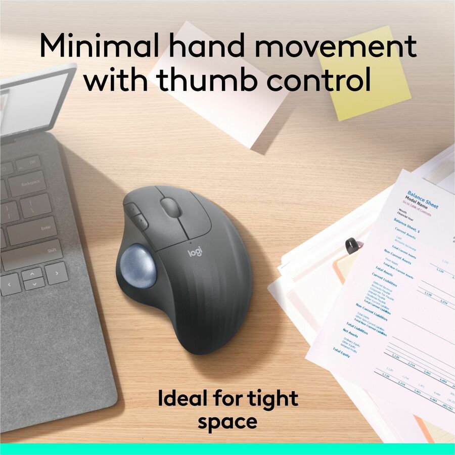 Logitech ERGO M575 Wireless Trackball Mouse for Business - Ergonomic Design, Logi Bolt, Bluetooth, Graphite — 910-006197