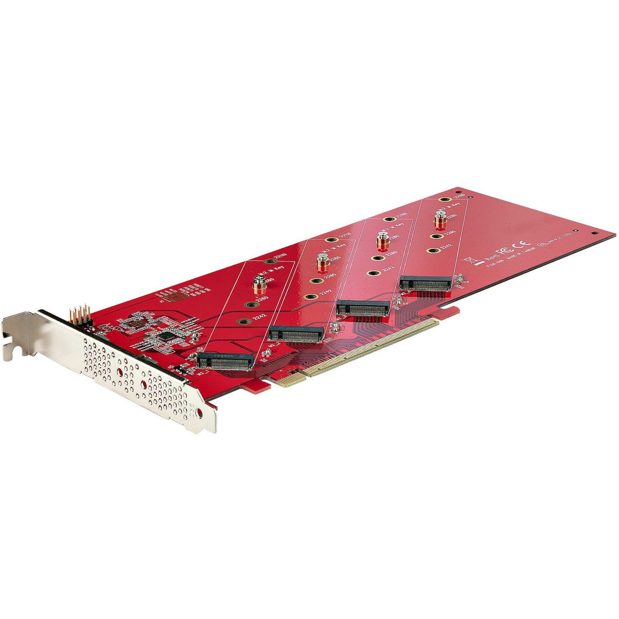StarTech.com Quad M.2 PCIe Adapter Card, x16 Quad NVMe or AHCI M.2 SSD to PCI Express 4.0, Up to 7.8GBps/Drive, For 2242/2260/2280/22110mm PCIe M-Key M2 SSDs, Bifurcation Required - PC/Linux Compatible — QUAD-M2-PCIE-CARD-B