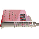 StarTech.com Quad M.2 PCIe Adapter Card, x16 Quad NVMe or AHCI M.2 SSD to PCI Express 4.0, Up to 7.8GBps/Drive, For 2242/2260/2280/22110mm PCIe M-Key M2 SSDs, Bifurcation Required - PC/Linux Compatible — QUAD-M2-PCIE-CARD-B