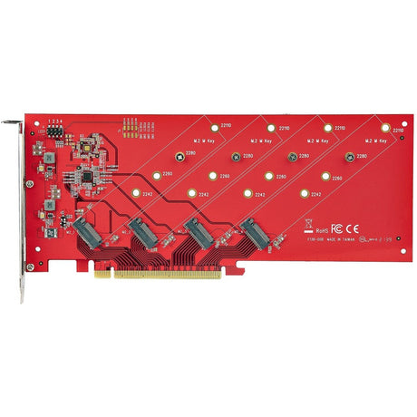 StarTech.com Quad M.2 PCIe Adapter Card, x16 Quad NVMe or AHCI M.2 SSD to PCI Express 4.0, Up to 7.8GBps/Drive, For 2242/2260/2280/22110mm PCIe M-Key M2 SSDs, Bifurcation Required - PC/Linux Compatible — QUAD-M2-PCIE-CARD-B