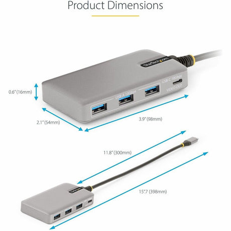 StarTech.com 4-Port USB-C Hub with USB-C DP Alt Mode Video Output, 3x USB-A, 1x USB-C, 100W Power Delivery Pass-Through, USB 3.2 10Gbps — HB31C3A1CDPPD3