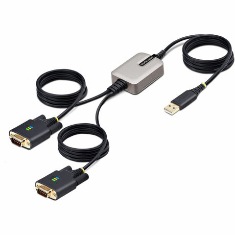 StarTech.com 13ft (4m) 2-Port USB to Serial Adapter Cable, COM Retention, FTDI, DB9 RS232, Changeable DB9 Screws/Nuts, Windows/macOS/Linux — 2P6FFC-USB-SERIAL