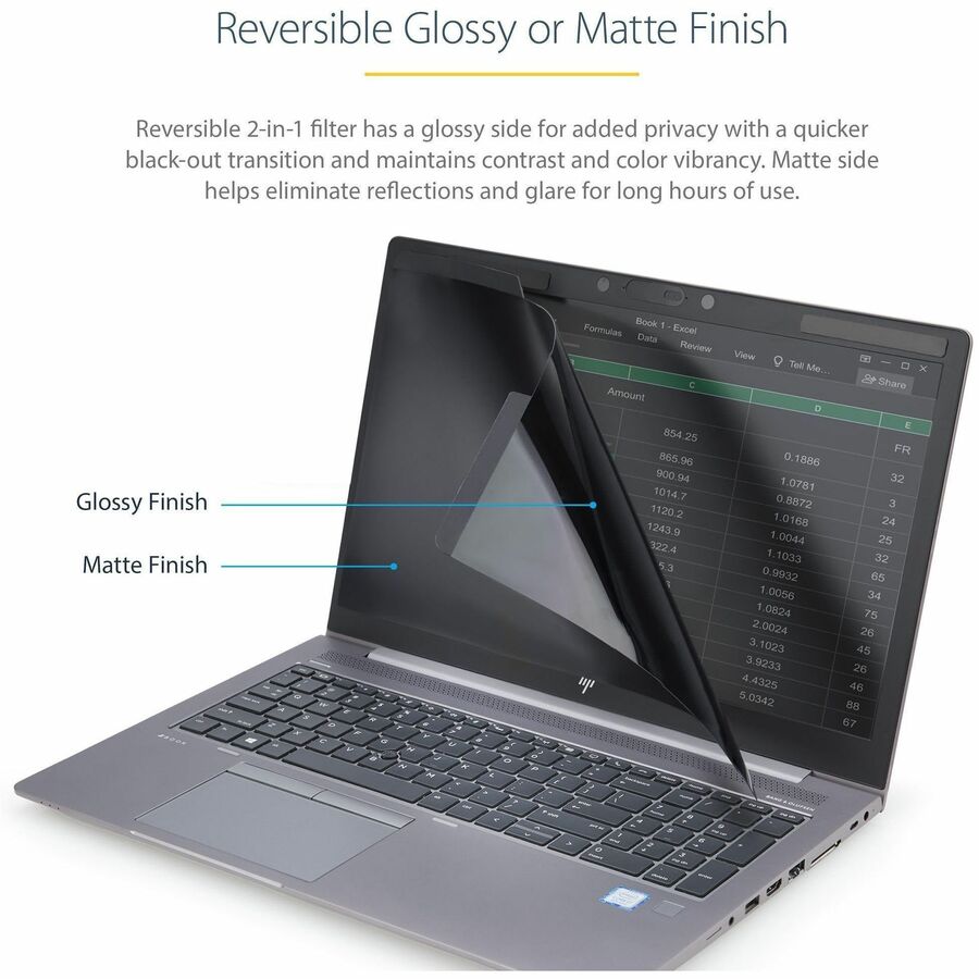 StarTech.com Laptop Privacy Screen for 15.6" Notebook - Removable Magnetic Laptop Security Filter - Blue Light Reducing - Matte/Glossy — PRIVSCNLT15