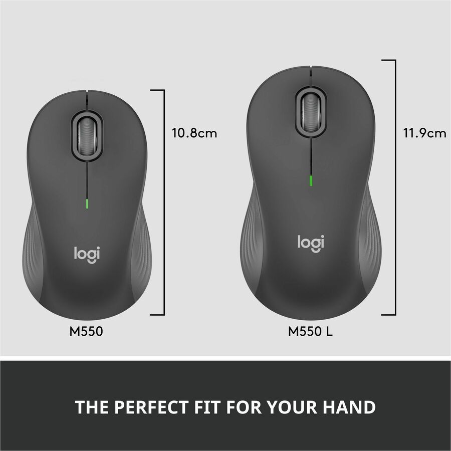 Logitech Signature M550 L Full Size Wireless Mouse - For Large Sized Hands, 2-Year Battery, Silent Clicks, Bluetooth, Graphite — 910-006591