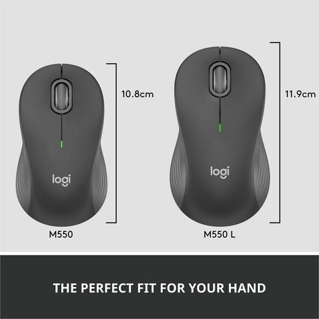 Logitech Signature M550 L Full Size Wireless Mouse - For Large Sized Hands, 2-Year Battery, Silent Clicks, Bluetooth, Graphite — 910-006591