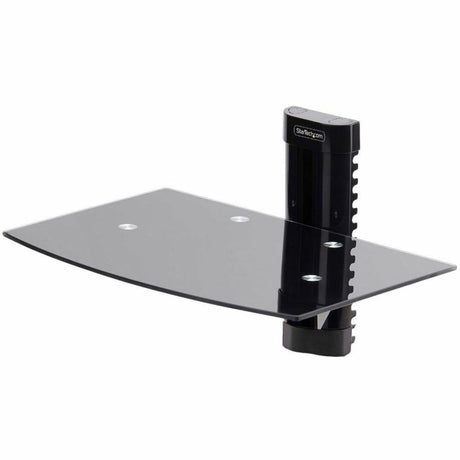 StarTech.com Floating Wall-Mounted AV Shelf, Adjustable Height Shelf For Under TV A/V Equipment, Black Tempered Glass Shelf — 1B-WALL-MOUNT-SHELF