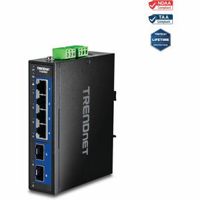TRENDnet 6-Port Hardened Industrial Multi-Gig DIN-Rail Switch, TI-G5062, 4 x 2.5G Ports, 2 x 10G SFP Ports, 60Gbs Switching Capacity, Lifetime Protection — TI-G5062