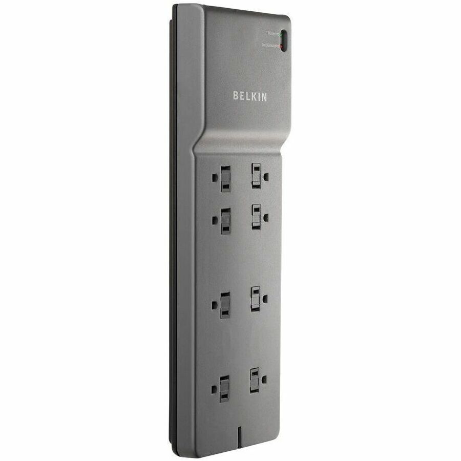 Belkin 8-Outlet Surge Protector - 6ft Cord - Right Angle Plug - 3550J - Telephone Protection - Grey (3-pack) — BE108200-063PK
