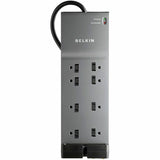 Belkin 8-Outlet Surge Protector - 6ft Cord - Right Angle Plug - 3550J - Telephone Protection - Grey (3-pack) — BE108200-063PK