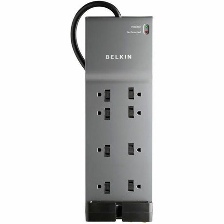 Belkin 8-Outlet Surge Protector - 6ft Cord - Right Angle Plug - 3550J - Telephone Protection - Grey (3-pack) — BE108200-063PK