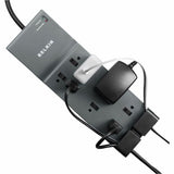 Belkin 8-Outlet Surge Protector - 6ft Cord - Right Angle Plug - 3550J - Telephone Protection - Grey (3-pack) — BE108200-063PK