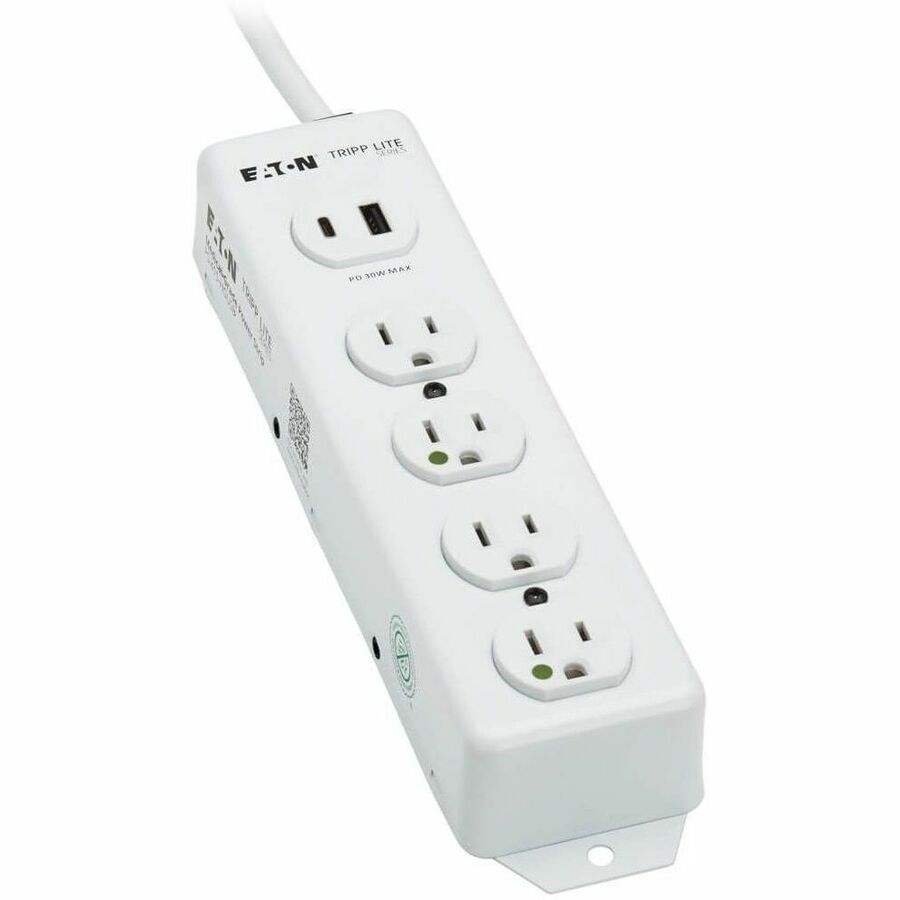 Eaton Tripp Lite Series Safe-IT UL 1363 Medical-Grade Power Strip, 4 Hospital-Grade Outlets, USB Charging, Safety Covers, Antimicrobial, 15 ft. Cord — PS-415-HGUSB