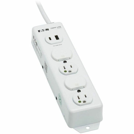 Eaton Tripp Lite Series Safe-IT UL 1363 Medical-Grade Power Strip, 4 Hospital-Grade Outlets, USB Charging, Safety Covers, Antimicrobial, 15 ft. Cord — PS-415-HGUSB