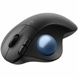 Logitech ERGO M575S Wireless Trackball Mouse, Wireless Ergonomic Mouse With Bluetooth and Encrypted Dongle, Comfortable Thumb Control, Precise and Smooth Tracking, for PC/Mac (Black+Blue Ball) — 910-007026