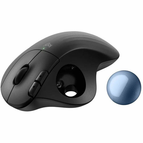 Logitech ERGO M575S Wireless Trackball Mouse, Wireless Ergonomic Mouse With Bluetooth and Encrypted Dongle, Comfortable Thumb Control, Precise and Smooth Tracking, for PC/Mac (Black+Blue Ball) — 910-007026