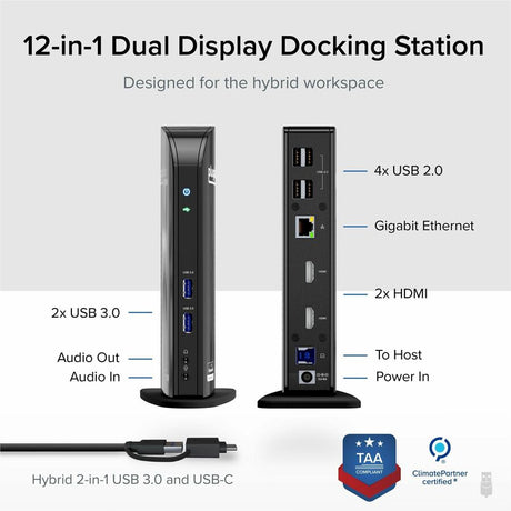 Plugable USB 3.0 Universal Laptop Docking Station Dual Monitor for Windows and Mac — UD-3900