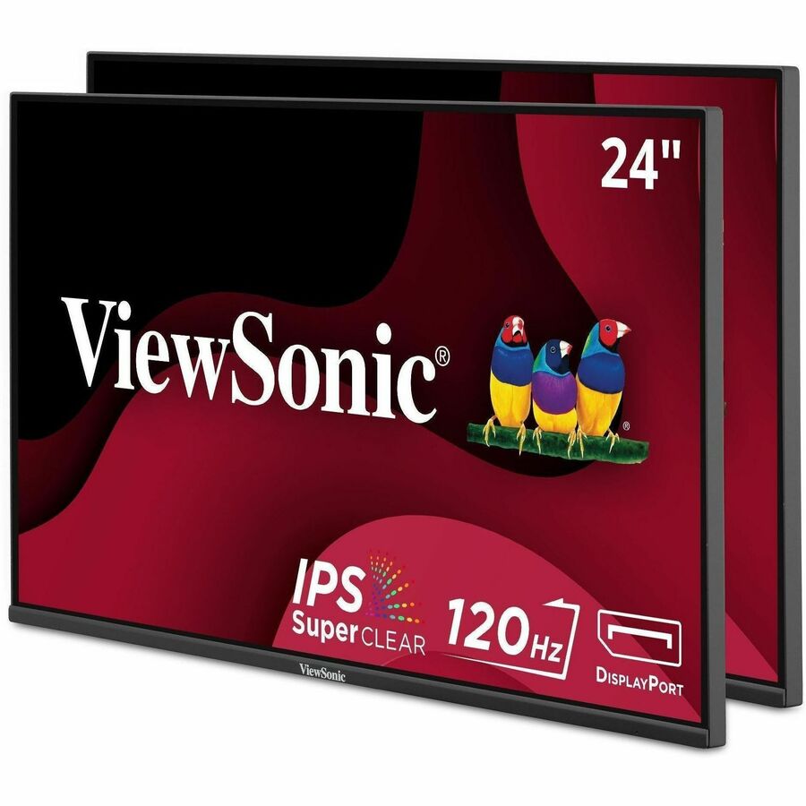 ViewSonic VA2456A-MHD_H2 Dual Monitor Pack Head-Only 1080p IPS Frameless Monitors with 120Hz, Eye Care, VESA Mountable, HDMI, DisplayPort and VGA Inputs for Home and Office — VA2456A-MHD_H2