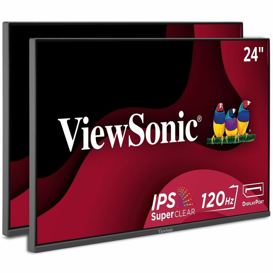 ViewSonic VA2456A-MHD_H2 Dual Monitor Pack Head-Only 1080p IPS Frameless Monitors with 120Hz, Eye Care, VESA Mountable, HDMI, DisplayPort and VGA Inputs for Home and Office — VA2456A-MHD_H2