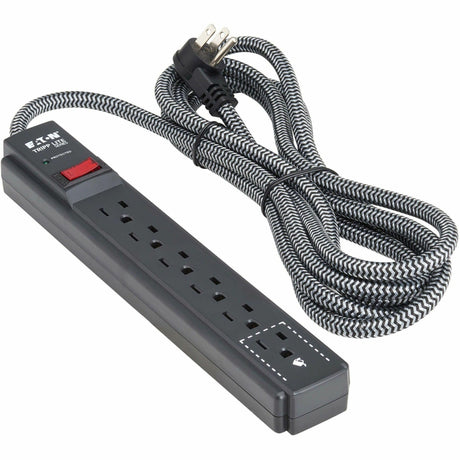 Eaton Tripp Lite Series Protect It! 6-Outlet Surge Protector - 5-15R Outlets, 1200 Joules, 20 ft. (6.1 m) Braided Cord, Black — TLP620DB