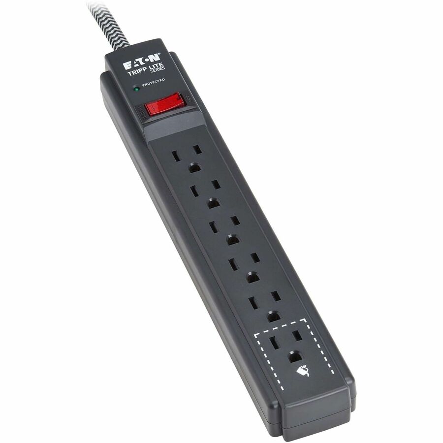Eaton Tripp Lite Series Protect It! 6-Outlet Surge Protector - 5-15R Outlets, 1200 Joules, 20 ft. (6.1 m) Braided Cord, Black — TLP620DB