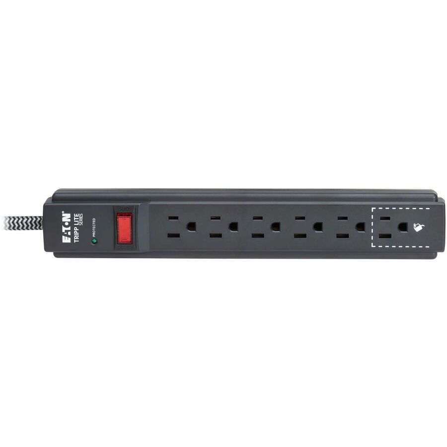 Eaton Tripp Lite Series Protect It! 6-Outlet Surge Protector - 5-15R Outlets, 1200 Joules, 20 ft. (6.1 m) Braided Cord, Black — TLP620DB