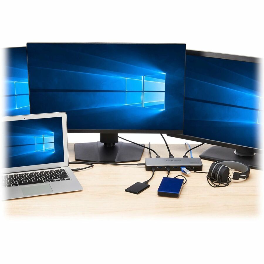 Eaton Tripp Lite Series USB-C Universal Dock, Triple Display - 4K HDMI and DisplayPort, USB 3.2 Gen 1/Gen 2 Hub, GbE, 100W PD Charging — U442-DOCK24DL3A