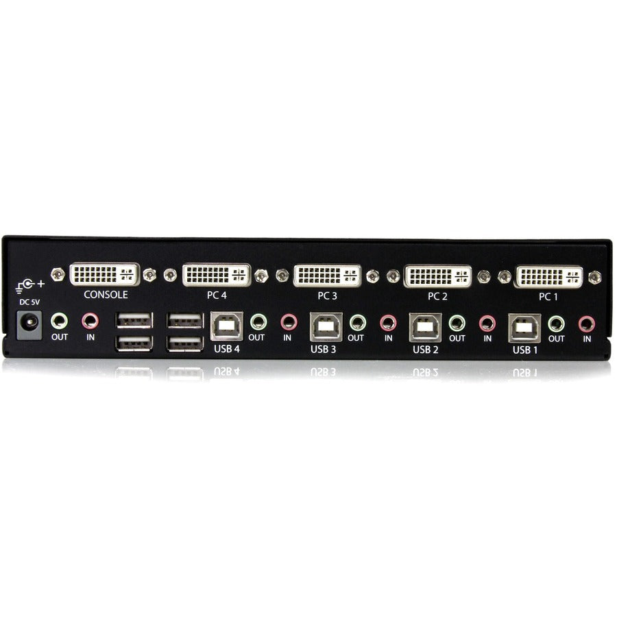 StarTech.com 4 Port DVI + USB KVM Switch with Audio - KVM switch - USB 2.0 Hub - 2 ports - 1 local user - 1U — SV431DVIUA