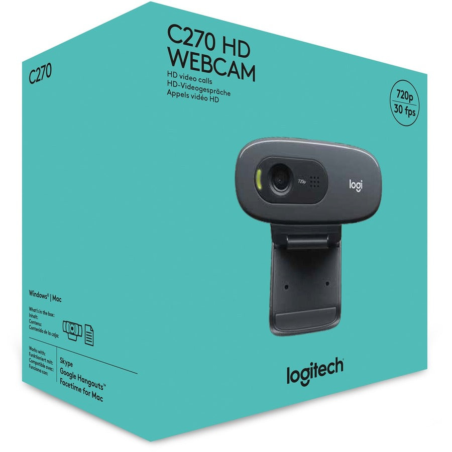 Logitech C270 Webcam - 30 fps - Black - USB 2.0 - 1 Each — 960-000694