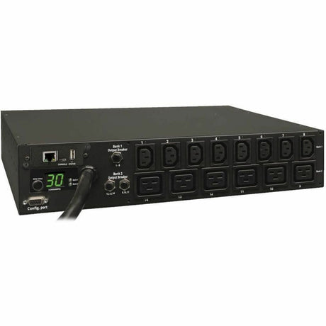 Eaton 5.5kW Single-Phase Switched PDU - LX Interface, 208/230V Outlets (8 C13 & 6 C19), L6-30P Input, 15 ft. (4.57 m) Cord, 2U Rack-Mount, TAA — PDUMH30HV19NET